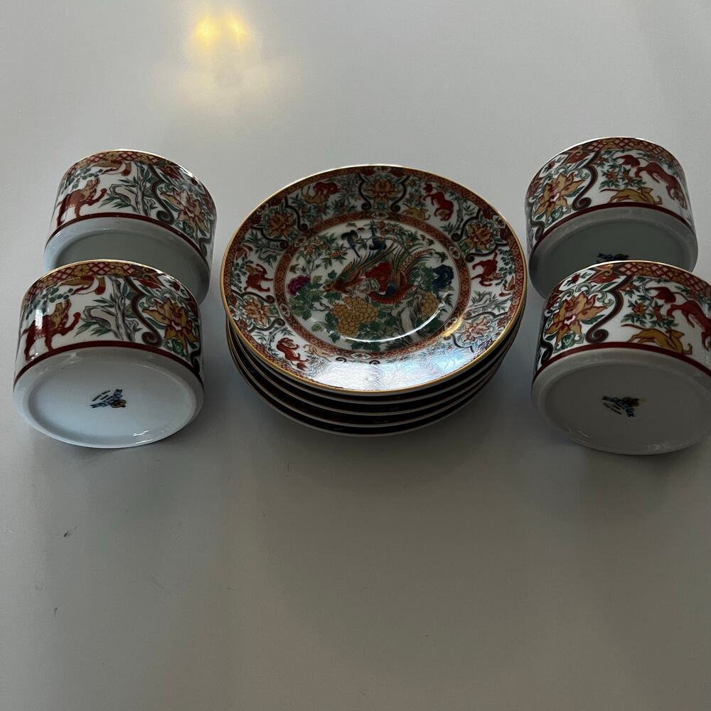 Vintage SAJI Japan Fine China Imari Royal Pheasant 9pc Set - 5 Plates & 4 Cups - Picture 6 of 16